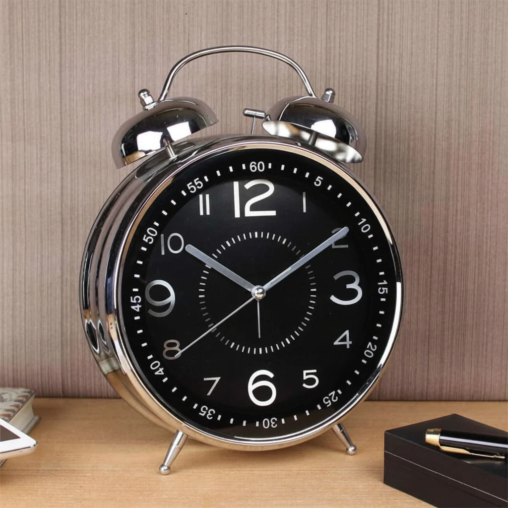 Wekker Vintage Metaal Dubbele Bel Tafelklok Luid Alarm - immagine 5