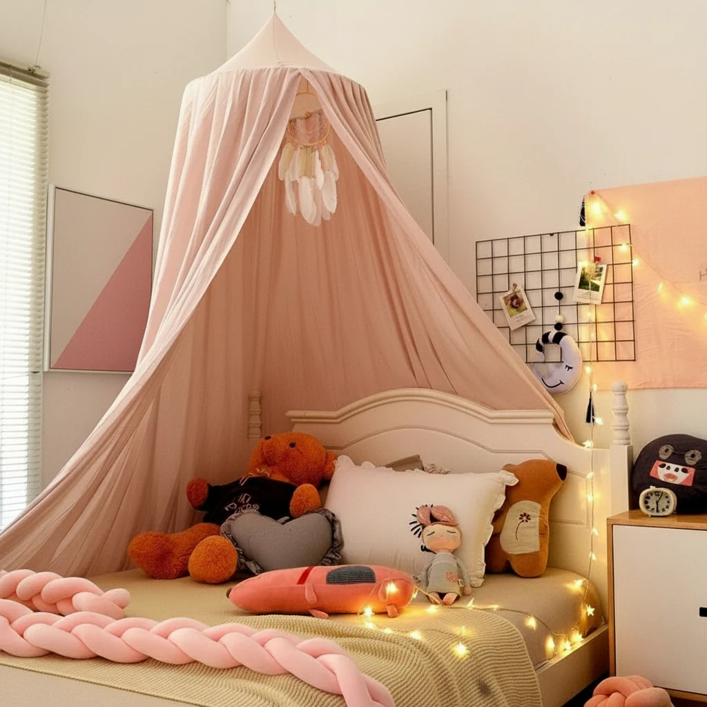 Baldakijn Kinderkamer Zachte Bedhemel Decoratieve Speelhoek Canopy - immagine 2